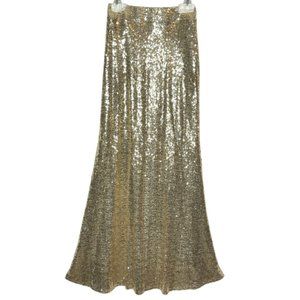 Gold Sequined Maxi Skirt Lined